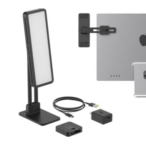 fuse mrk1 portable webcam light kit | magnetic edge-lit adjustable color for video conferencing, streaming and videography | usb-c built-in battery, monitor mount, desk stand for zoom on mac and pc