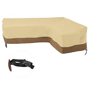 homsky outdoor sectional l shaped sofa cover, 104 inch patio furniture covers waterproof, durable fabric garden couch protector designed with windproof straps and air vent(l-shape right facing)