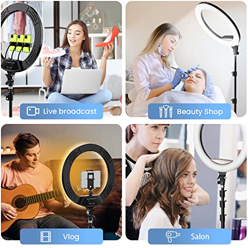 22" Ring Light Selfie Ring Light Kit with 75" Tripod, 6500K Dimmable LED Ring Light, Carrying Bag for Phone, Camera, ipad, YouTube, Facebook, TikTok, Video Recording