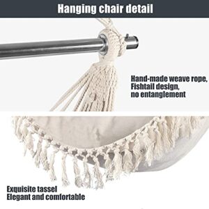 Chihee Hammock Chair Large Hanging Chair Soft Seat with Strong Straps and Hook Hanging Rope Swing Bear up to 330 lbs Stainless Steel Spreader Bar with Anti-Slip Rings Indoor Outdoor Home Garden Patio