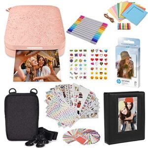 hp sprocket portable 2×3 instant color photo printer (blush pink) starter bundle