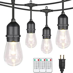 mlambert 2 pack 3-color in 1 48ft led dimmable outdoor string lights with remote for patio, plug-in warm white soft white daylight white waterproof hanging edison bistro cafe light-total 96ft