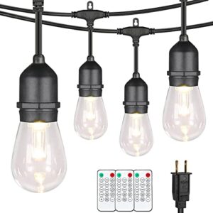 Mlambert 2 Pack 3-Color in 1 48Ft LED Dimmable Outdoor String Lights with Remote for Patio, Plug-in Warm White Soft White Daylight White Waterproof Hanging Edison Bistro Cafe Light-Total 96Ft