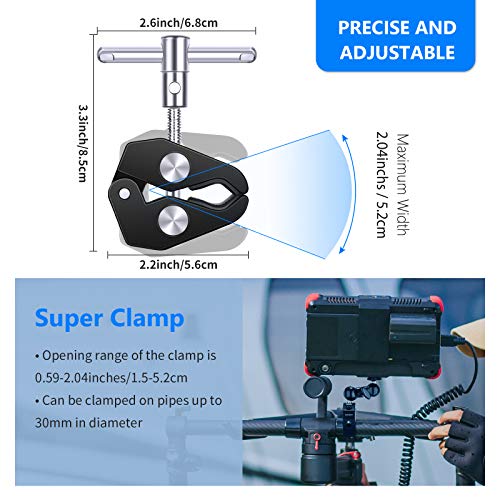 NEEWER Camera Mount Clamp with Dual Ball Head Adapter, Compatible with Insta360 GoPro Mount SmallRig Camera Cage, Webcam Monitor Mount, Super Clamp for Flash Mic LED Video Light Panel, ST10