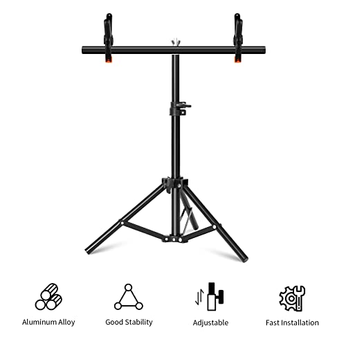 Selens Photography Backdrop Stand 30 Inches Small T Shape Support Light Stands Mini Holder for Photo Studio Tabletop Desktop Background Paper, T-Shape Background Support Stand Crossbar with 2 Clamps