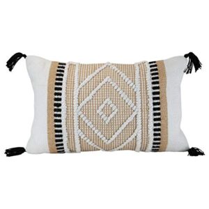 foreside home & garden fipl09256 decorative throw diamond motif woven 14×22 outdoor pillow w/hand tied tassels, multicolored