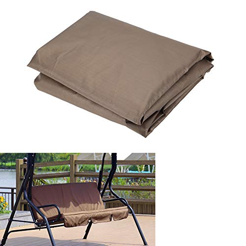 Swing Seat Cushion Cover Replacement, Waterproof Polyester Taffeta Fabric 3Seat Swing Chair Bench Cushion Cover Swing Hammock Protector for Garden Yard Park Outdoor 59.1x19.7x3.9in (Brown)