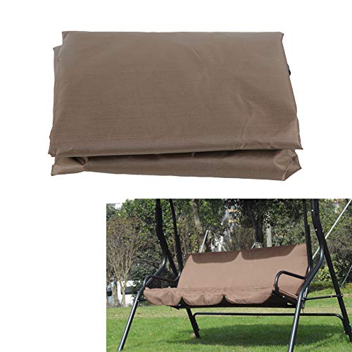 Swing Seat Cushion Cover Replacement, Waterproof Polyester Taffeta Fabric 3Seat Swing Chair Bench Cushion Cover Swing Hammock Protector for Garden Yard Park Outdoor 59.1x19.7x3.9in (Brown)