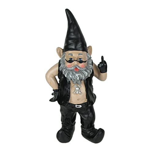 Zeckos Gnoschitt The Naughty Biker Motorcycle Garden Gnome Unique Indoor Outdoor Decorative Statue 13 Inches Tall