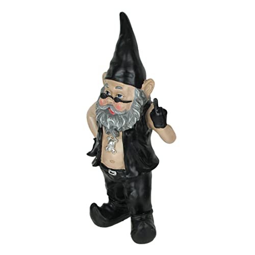 Zeckos Gnoschitt The Naughty Biker Motorcycle Garden Gnome Unique Indoor Outdoor Decorative Statue 13 Inches Tall