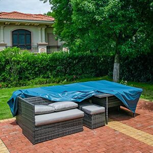 NC JVVMNJLK Patio Furniture Covers , Outdoor Furniture Set Covers 112 inchx57 inchx25 inch Blue Waterproof,Table and Chair Outdoor Sectional Sofa Set Covers,Rain-Proof Snow Dust Wind-Proof,Anti-UV.