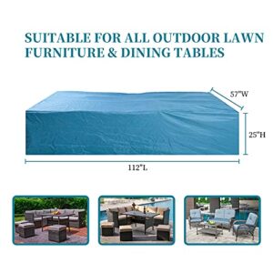 NC JVVMNJLK Patio Furniture Covers , Outdoor Furniture Set Covers 112 inchx57 inchx25 inch Blue Waterproof,Table and Chair Outdoor Sectional Sofa Set Covers,Rain-Proof Snow Dust Wind-Proof,Anti-UV.