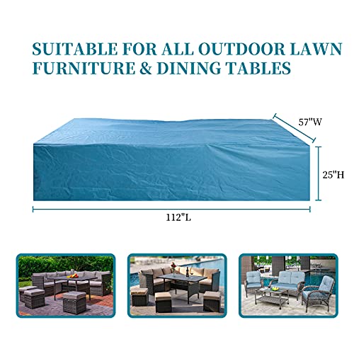 NC JVVMNJLK Patio Furniture Covers , Outdoor Furniture Set Covers 112 inchx57 inchx25 inch Blue Waterproof,Table and Chair Outdoor Sectional Sofa Set Covers,Rain-Proof Snow Dust Wind-Proof,Anti-UV.