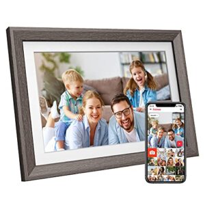 Digital Picture Frame FRAMEO 10.1 Inch 1280x800 IPS LCD Touch Screen WiFi Digital Photo Frame with Auto-Rotate 32GB Storage Share Photos and Vedios Instantly via Frameo (10.1 inch Wood Effect)