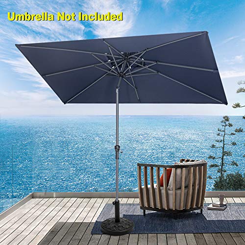 Crestlive Products 30lbs Heavy Duty Patio Market Umbrella Base, Round Cement Umbrella Stand for Outdoor, Deck, Lawn, Garden, Flower Decorative Pattern (Black)