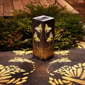 2 Pack Solar Lantern Outdoor Butterfly Garden Decor with Ground Stake, Metal Butterfly Hanging Solar Lights Waterproof Outside Decorations for Patio Lawn Yard Landscape Butterfly Gifts for Mom Women