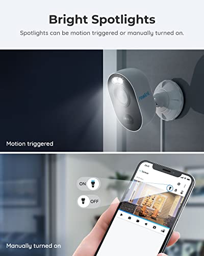 REOLINK Outdoor Security Camera System, 1080p Plug in WiFi Cameras with App for Home, Color Night Vision with Bulit-in Spotlight, 2-Way Talk, Motion Detection, SD Card Storage, Lumus (2 Pack)