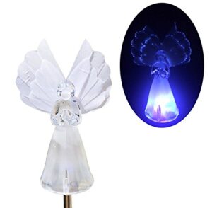 unido box angel with fiber optic wings solar garden stake light led color-changing, set of 2
