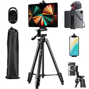 tripod, lusweimi 60-inch camera tripod for ipad pro & iphone compatible with tablet/ipad pro 12.9 inch/webcam/video camera, ipad pro tripod stand with wireless remote & bag for vlog/video/photography