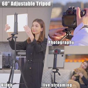 Tripod, Lusweimi 60-Inch Camera Tripod for iPad pro & iPhone Compatible with Tablet/iPad Pro 12.9 inch/Webcam/Video Camera, iPad Pro Tripod Stand with Wireless Remote & Bag for Vlog/Video/Photography