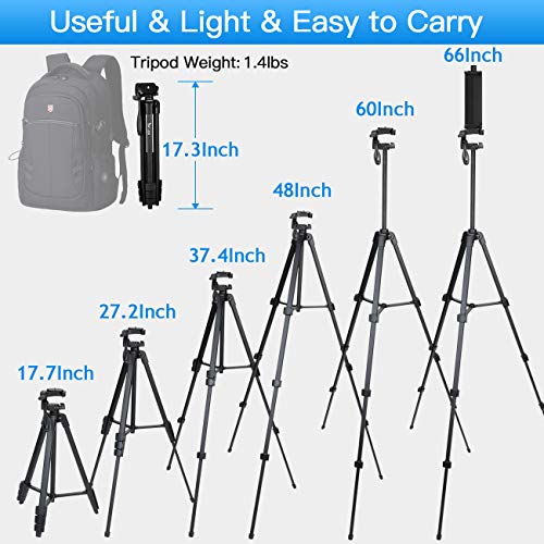 Tripod, Lusweimi 60-Inch Camera Tripod for iPad pro & iPhone Compatible with Tablet/iPad Pro 12.9 inch/Webcam/Video Camera, iPad Pro Tripod Stand with Wireless Remote & Bag for Vlog/Video/Photography