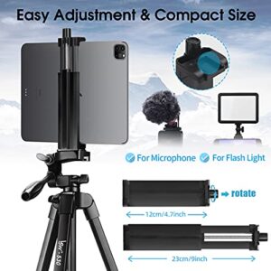 Tripod, Lusweimi 60-Inch Camera Tripod for iPad pro & iPhone Compatible with Tablet/iPad Pro 12.9 inch/Webcam/Video Camera, iPad Pro Tripod Stand with Wireless Remote & Bag for Vlog/Video/Photography