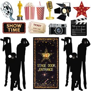 14 pieces movie theme photography backdrop and studio props diy kit, vip stage door entrance doors cover, paparazzi props party accessory awards night ceremony photo booth background for party decor