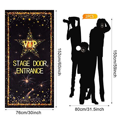 14 Pieces Movie Theme Photography Backdrop and Studio Props DIY Kit, VIP Stage Door Entrance Doors Cover, Paparazzi Props Party Accessory Awards Night Ceremony Photo Booth Background for Party Decor