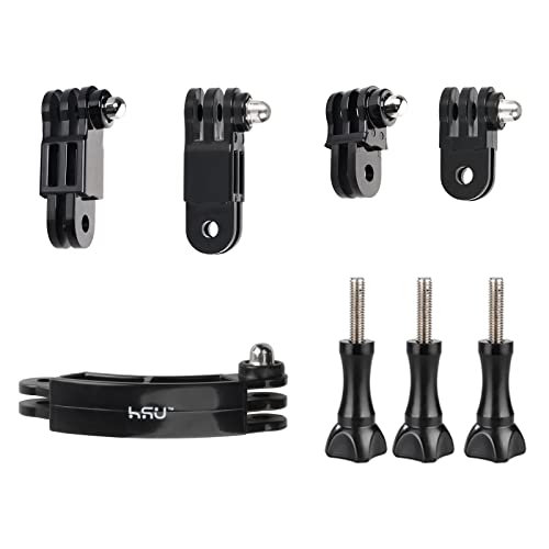 HSU Basic Adapter Grab Bag for GoPro, Including Quick Release Buckle Mount, J-Hook Buckle Mount, 3-Way Pivot Arms, Tripod Mount, 1/4 inch 20 Mount, Curved Extension arm and Thumbscrews（13Pcs）