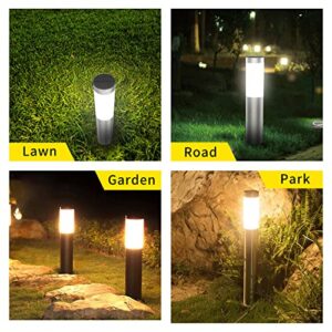 SIATOM Solar Path Light 2 Pack LED Landscape Light Bollard Lights Outdoor IP44 Waterproof White Light for Garden Pathway Lawn