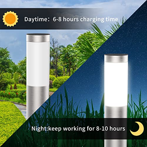 SIATOM Solar Path Light 2 Pack LED Landscape Light Bollard Lights Outdoor IP44 Waterproof White Light for Garden Pathway Lawn