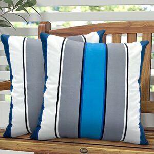 HYOPUO Set of 2 Outdoor Throw Pillow Covers, 18x18 Waterproof Farmhouse Stripes Pillow Covers, Outdoor Pillow Covers Decorative Cushion Covers for Furniture Patio Bench