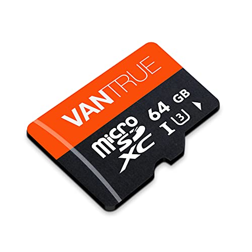 Vantrue 64GB microSD Card with Adapter, U3 UHS-I High Speed SD Card for Dash Cams & Home Security System Video Cameras