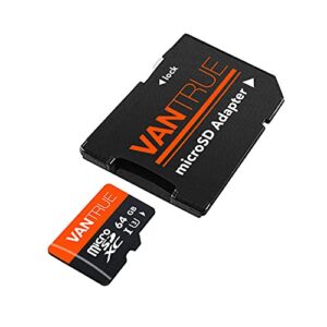 Vantrue 64GB microSD Card with Adapter, U3 UHS-I High Speed SD Card for Dash Cams & Home Security System Video Cameras