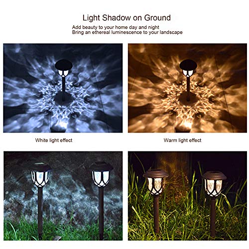 EXCMARK 10 Pack Solar Lights Outdoor Decorative, Solar Pathway Lights Outdoor, Solar Powered Garden Yard Lights for Walkway Sidewalk Driveway. (Black, Warm White)