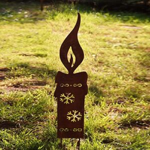 Garden Stake Rusted Metal Decor Christmas Stakes Candles,Christmas Tree, Snowman Shape Garden Stake Decor