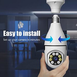 Light Bulb Security Camera Wireless Outdoor - 2.4GHz/5GHz WiFi 360 Surveillance Indoor Socket Security Camera Camera Real-time Motion Detection Alerts Two Way Talk Night Vision 64G SD Card Included