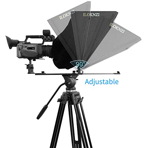 ILOKNZI i6/18 inch Wide Angle Teleprompter for 15.6" 360⁰ Hinge Laptop/Tablet with Adjustable Supports Wide-Angle Camera Lens, Prompter/Wedding Shooting/Facial Capture (18"-Max)