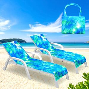 chaise lounge cover beach chair cover tie dye lounge chair covers outdoor chair cover pool lounge chair cover microfiber chaise beach towel for beach pool sunbathing travel garden (green, 2 pcs)