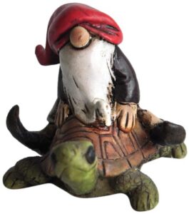 top collection miniature fairy garden and terrarium gnome riding on turtle statue