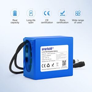SPARKOLE 12V Battery Pack Rechargeable 5200mAh Lithium Ion Battery for LED Strip/CCTV Camera/Electronic Organ/Optical Network Unit/Router,Portable 12 Volt Battery DC5521 Interface (Blue)