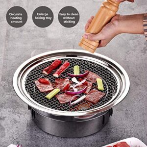 Portable BBQ Barbecue Charcoal Grill, Stainless Steel Reusable Japanese Korean Style Yakiniku Grill with Adjusted Air Valve for Outdoor Garden Party Beach(15.75x9.25x5.31inch)