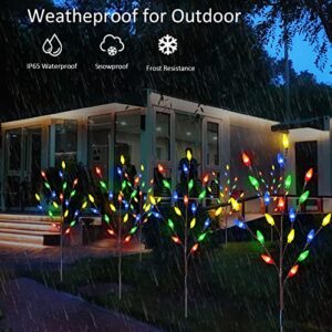 Windpnn 4-Pack C6 Solar Christmas Lights Outdoor Strawberry Stake Lights, Waterproof Outdoor Christmas Pathway Lights, Decorative Solar Christmas Yard Decorations Lights for Garden Yard Patio