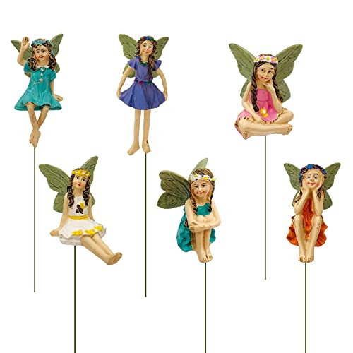 iDOTODO 6 Pcs Resin Miniature Fairies Garden Accessories, Garden Figurine Fairies Decoration Fairy Outdoor Garden for Yard & Lawn(Lovely Fairy) Fairy Miniature Figurine Garden