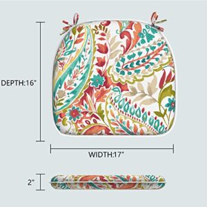 LVTXIII Outdoor Seat Cushions for Patio Furniture D16 x W17 x H2, Chair Pads for Home Office and Garden Decoration, Pretty Paisley, Set of 6