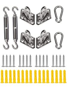 shade sail hardware kit, 304 stainless steel sunshade canopy hardware kit for install rectangle and triangle shade sails deck garden lawn patio outdoor metal sail shade pergola kit (40pcs)