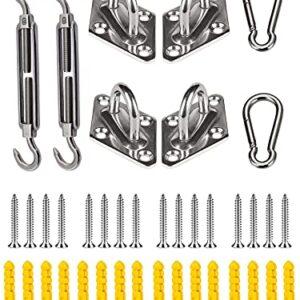 Shade Sail Hardware Kit, 304 Stainless Steel Sunshade Canopy Hardware Kit for Install Rectangle and Triangle Shade Sails Deck Garden Lawn Patio Outdoor Metal Sail Shade Pergola Kit (40PCS)