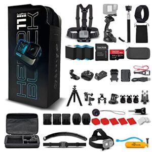 gopro hero11 (hero 11) black – waterproof action camera with 5.3k video, 27mp photos, 1/1.9″ sensor, live streaming, webcam, stabilization + 64gb card, 50 piece accessory kit and 2 extra batteries