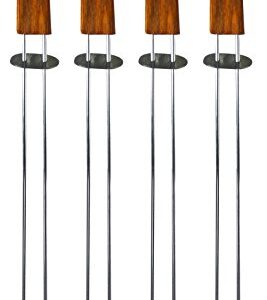 Mr. Bar-B-Q 40217Y Oval Wood Handle Double Pronged Skewers, 4 Pcs