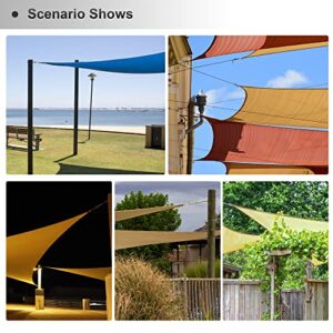 Sun Shade Sail 16'x16' Brown & Shade Sail Hardware Kit with Nylon Coated Cable Wire